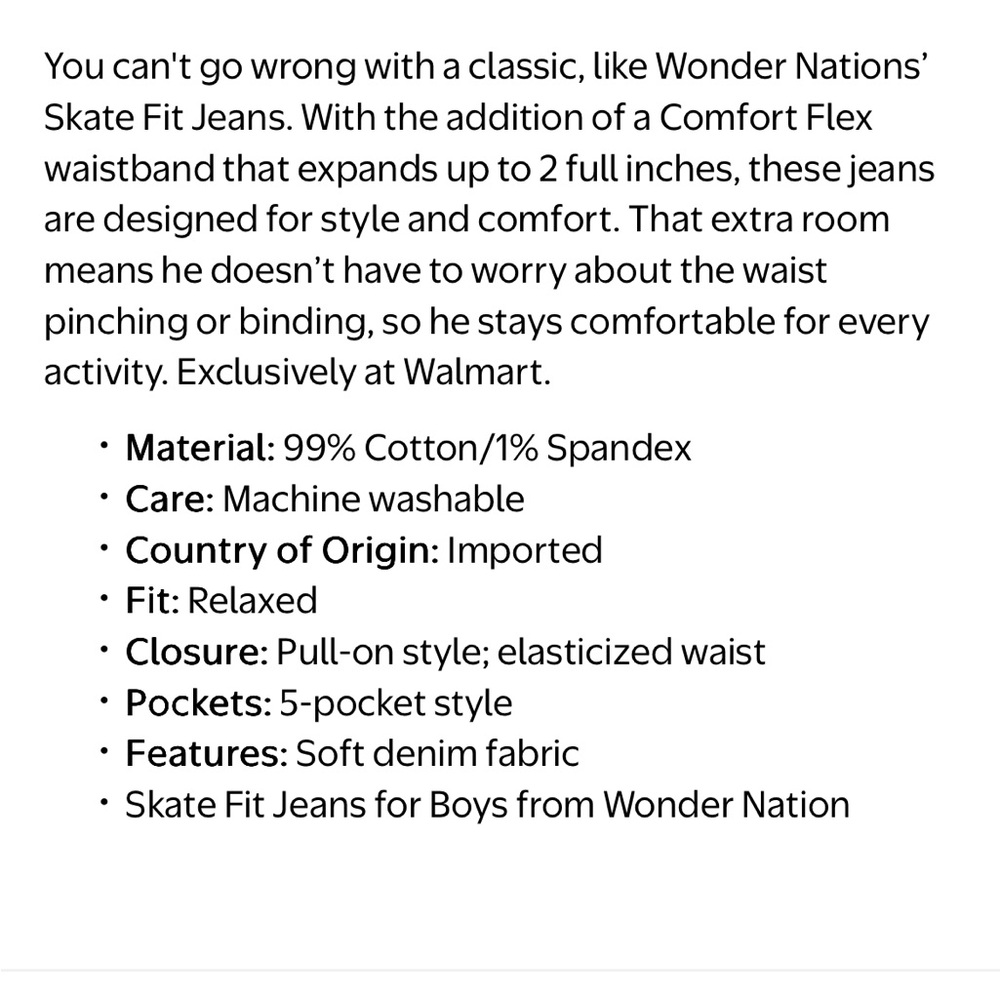 Boys Wonder Nation “Skate Fit” Blue Jeans Size 18 - Picture 2 of 12